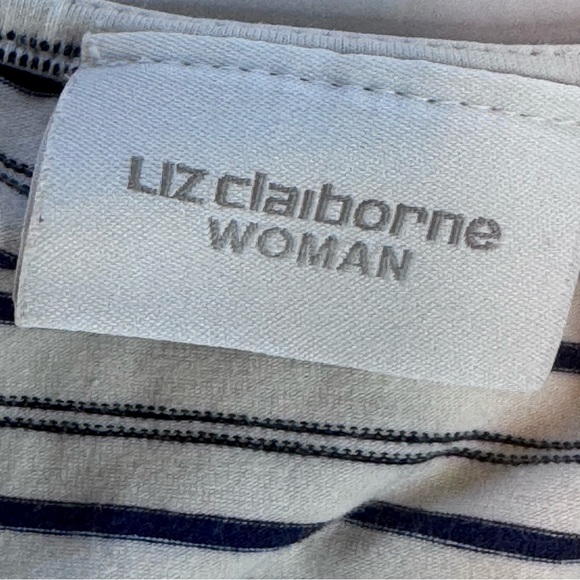 Liz Claiborne Woman Striped Knit Top | Size 3X | Navy & Ivory Long Sleeve - Picture 12 of 12